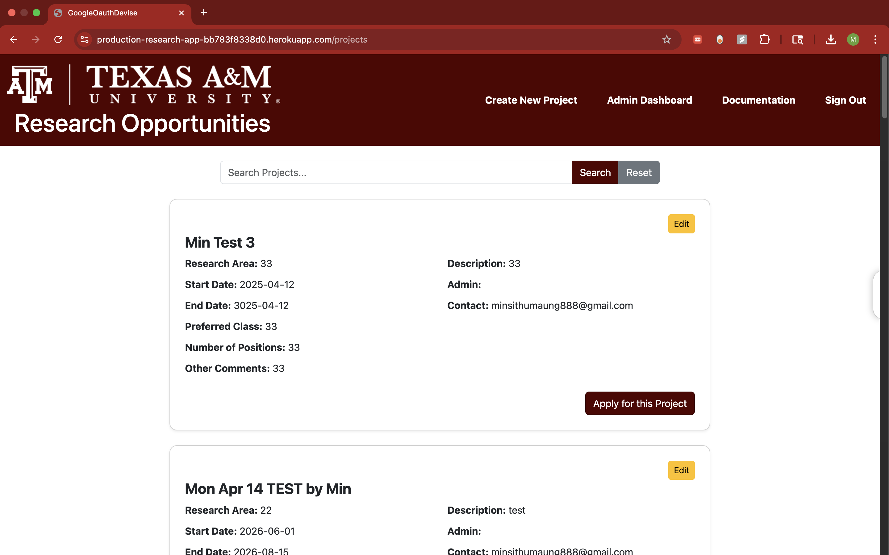 Honors Research Portal